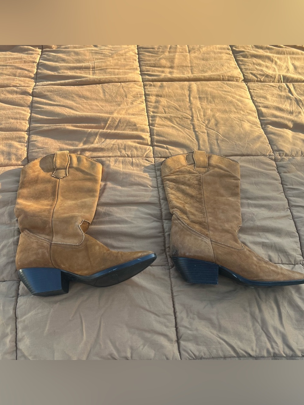 Maine Woods Tan Suede Western Mid-Calf Boots Size 5.5